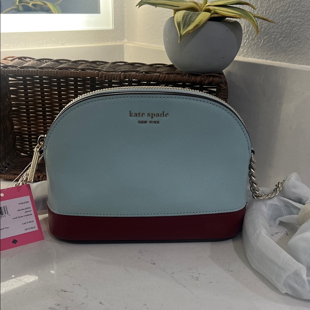 Kate Spade Light Blue and burgundy Crossbody Bag